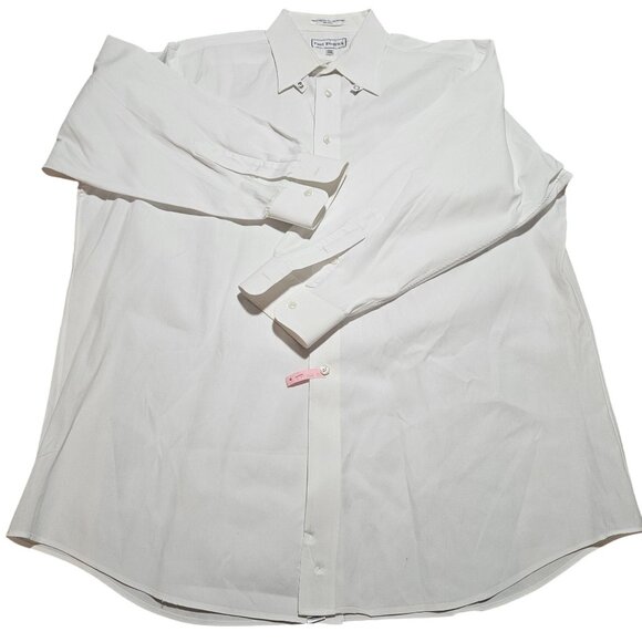 Paul Fredrick Men's Pinpoint Snap Tab Collar White 100% Cotton  Shirt Size 17-32 - Picture 4 of 15